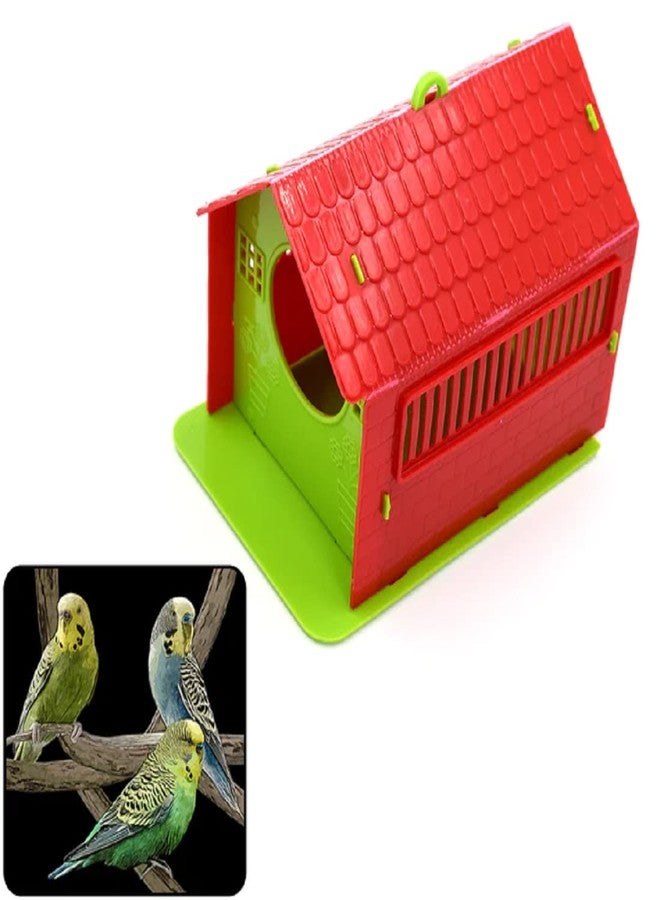 Mopslik - Plastic Bird House Nest for Balcony and Garden Hanging for Small Birds (Red Green Pack of 2) - Image 2